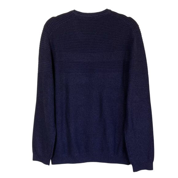 Ted Baker Sz 4 / Large Rossi Textured Knitted Crewneck Sweater Heathered Navy - Picture 4 of 16